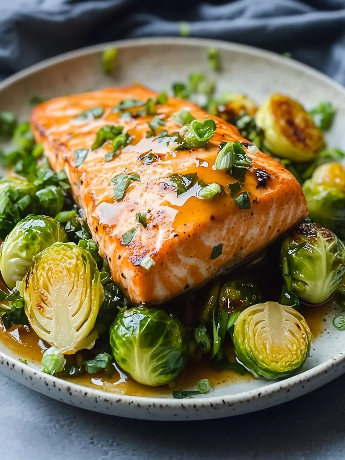 Honey Mustard Salmon with Shredded Brussels Sprouts