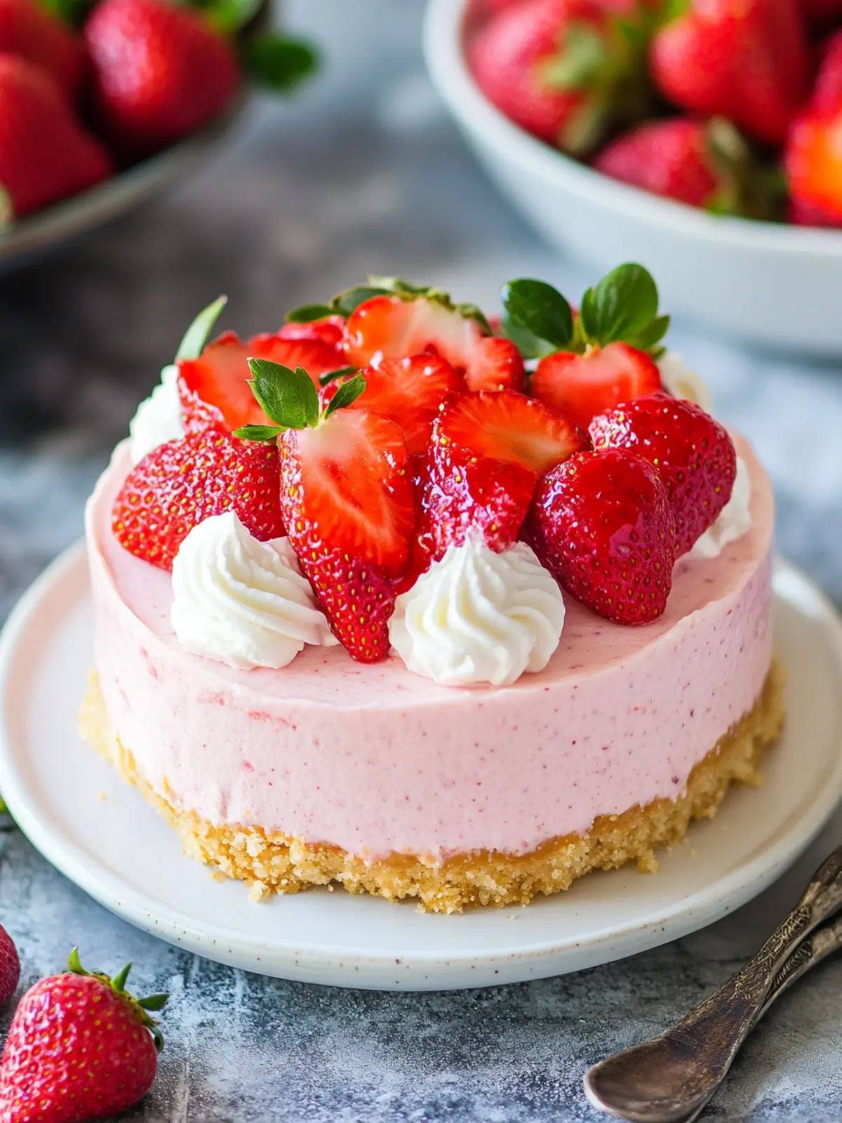 No Bake Strawberry Cheesecake