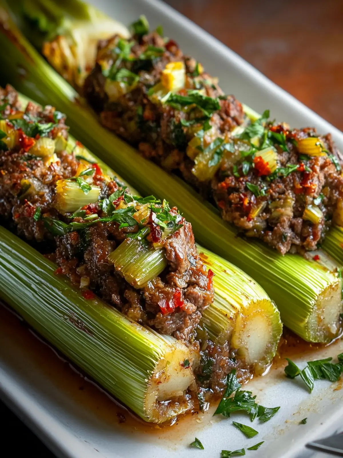 Elegant Stuffed Leeks with Beef