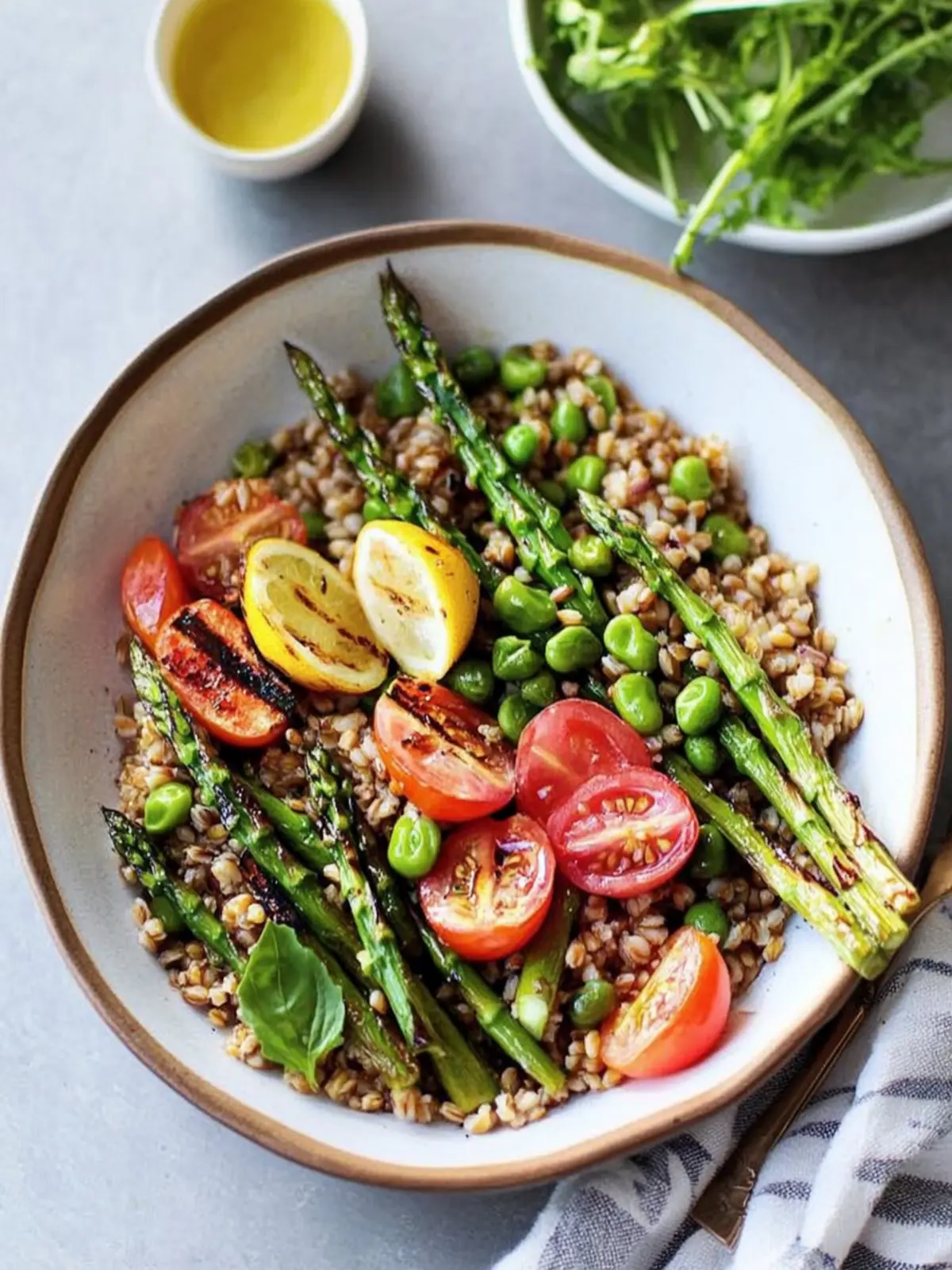 Farro Salad with Grilled Asparagus