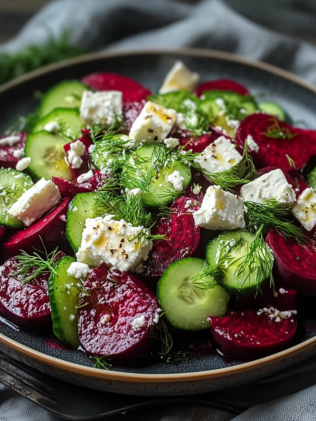 Beet Salad with Feta, Cucumbers, and Dill