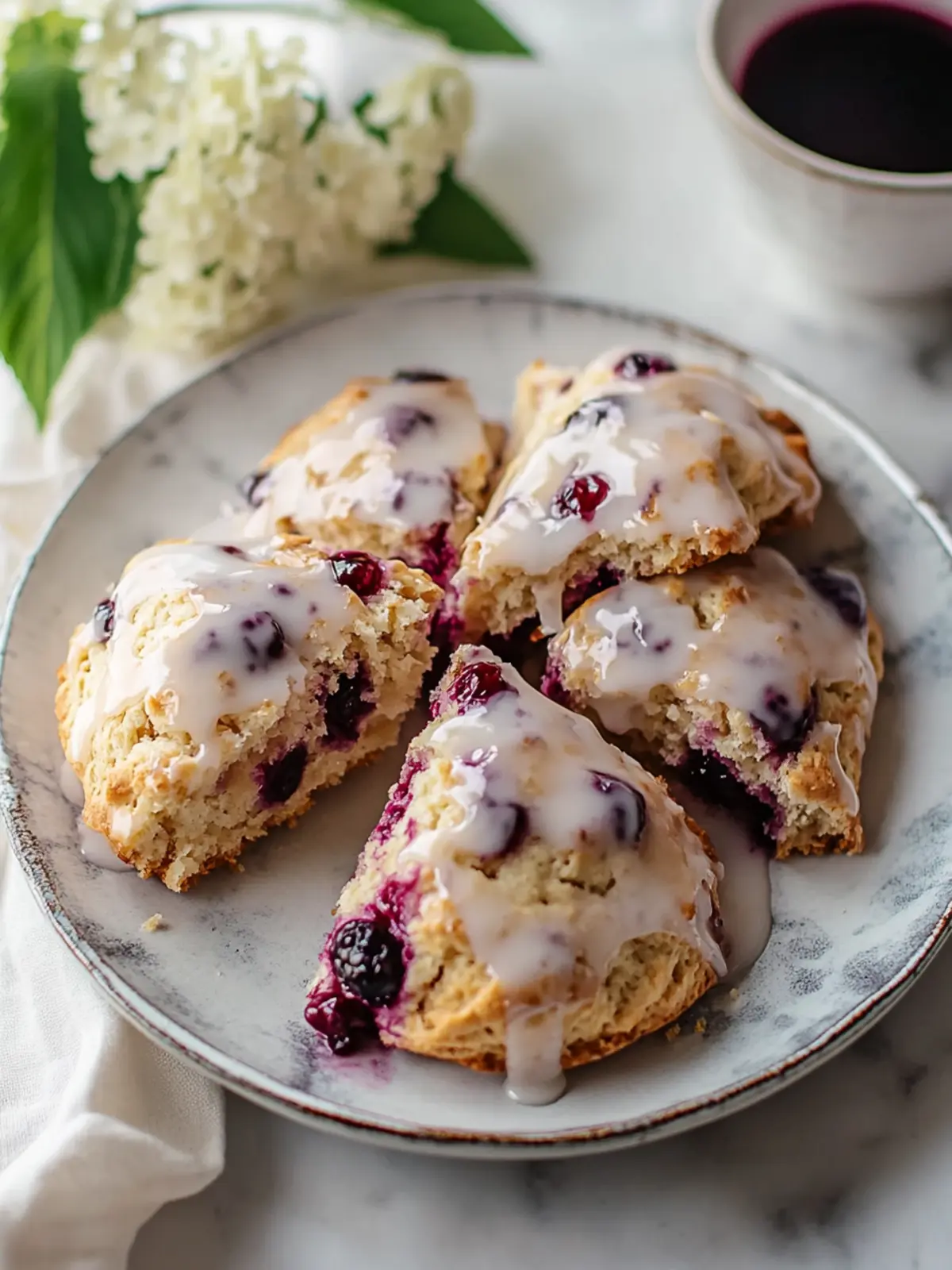 Mulberry Scones With Glaze