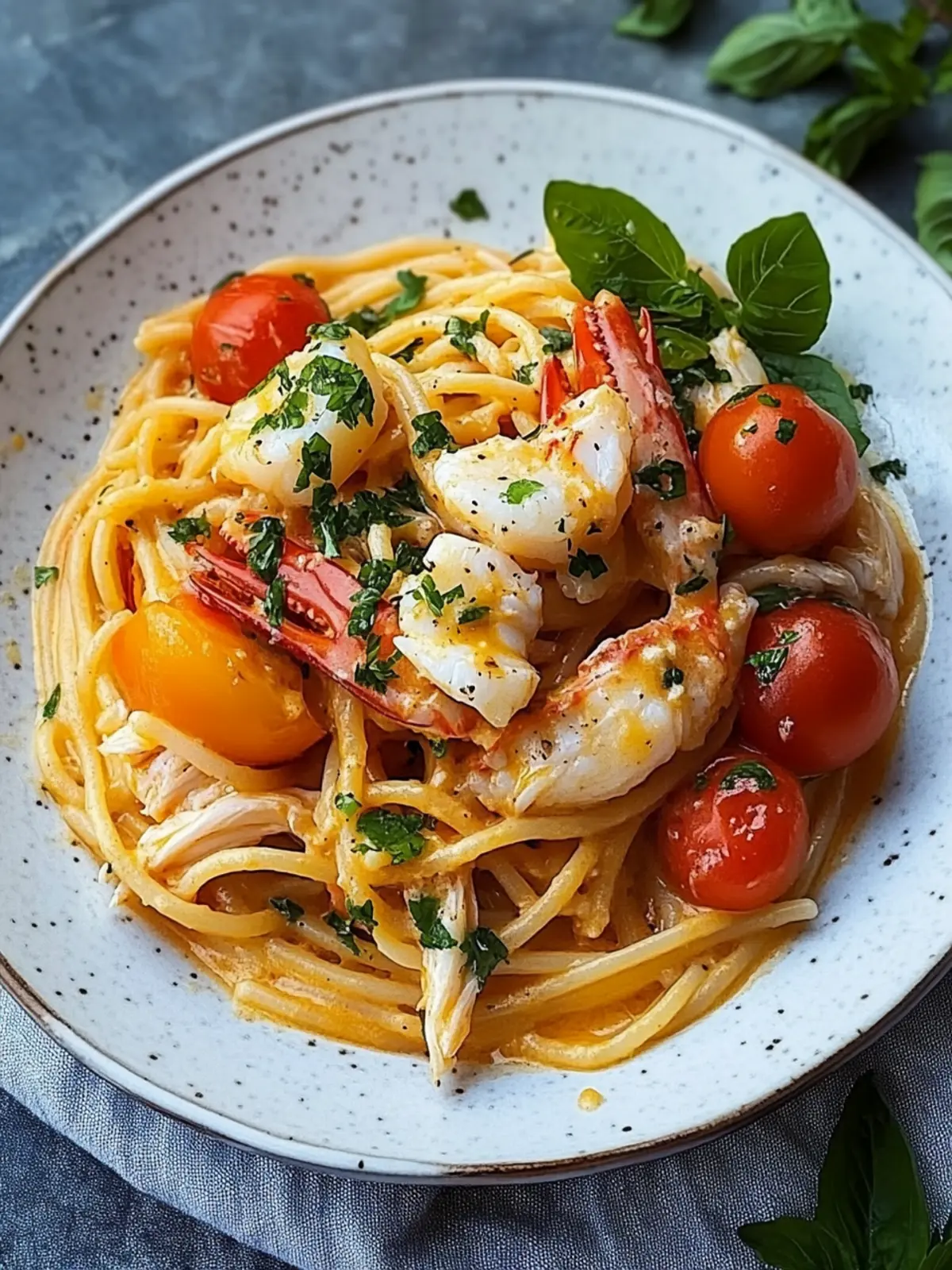 King Crab Pasta With Tomato and Ouzo Sauce