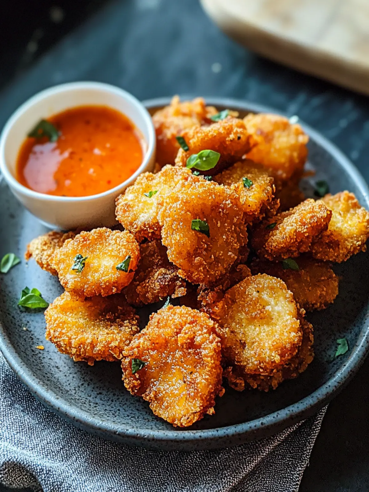 Fried King Oyster Mushroom Bites