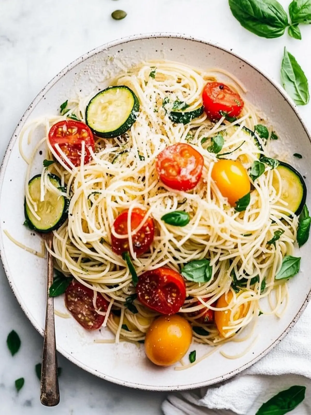 Angel Hair Pasta with Zucchini and Tomatoes