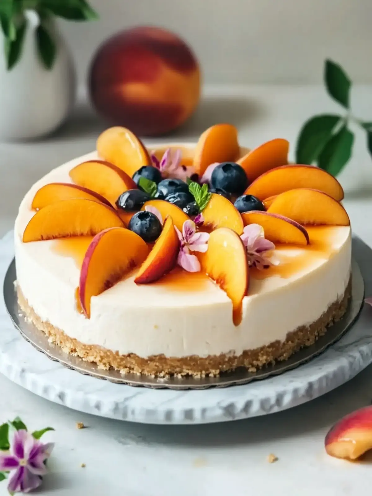 No-Bake Peach Cheesecake: A Sweet Surprise for Mother’s Day 2 No-Bake Peach Cheesecake- Mother’s Day cake recipes