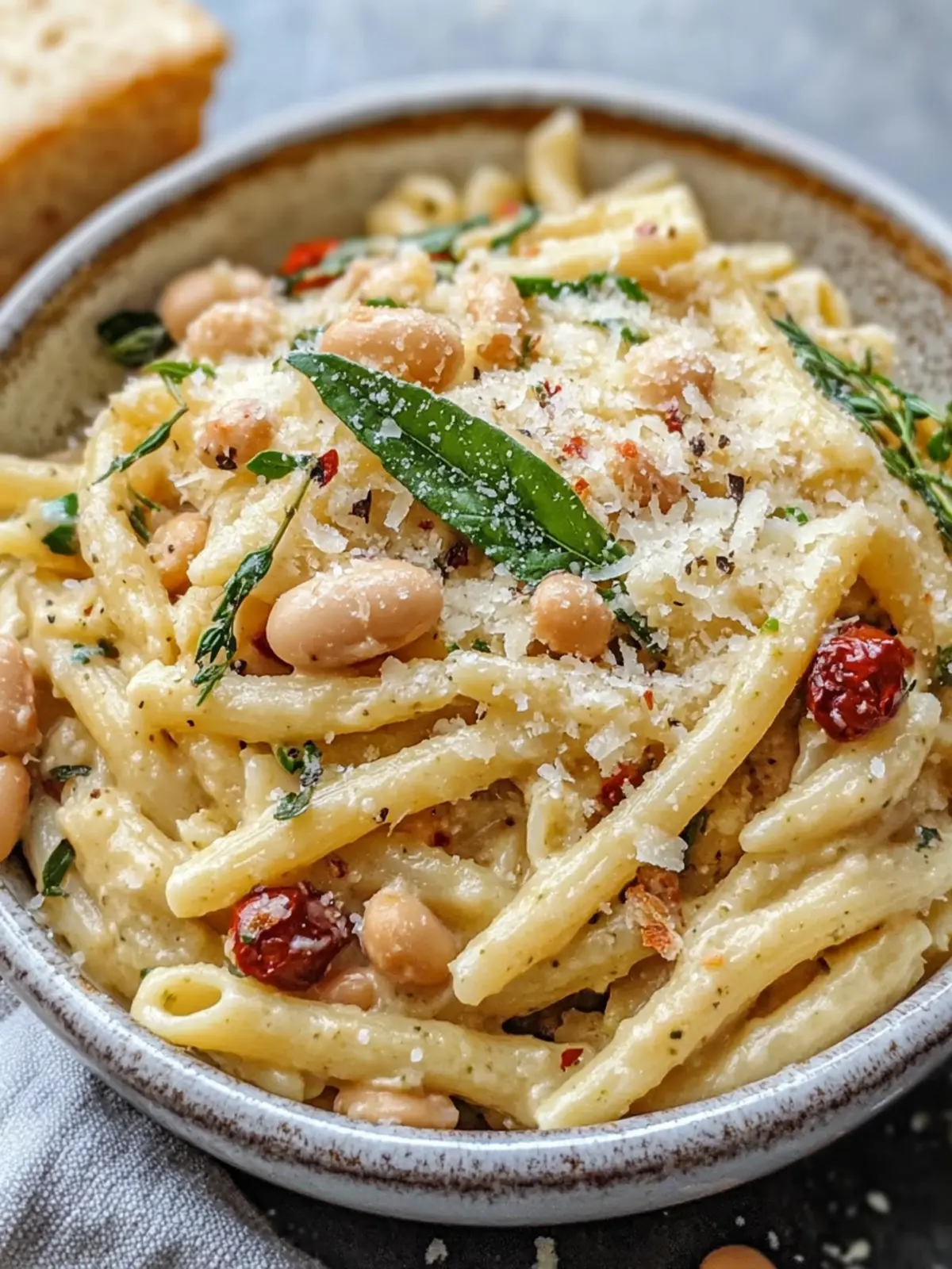 Creamy Crockpot Tuscan White Bean Pasta