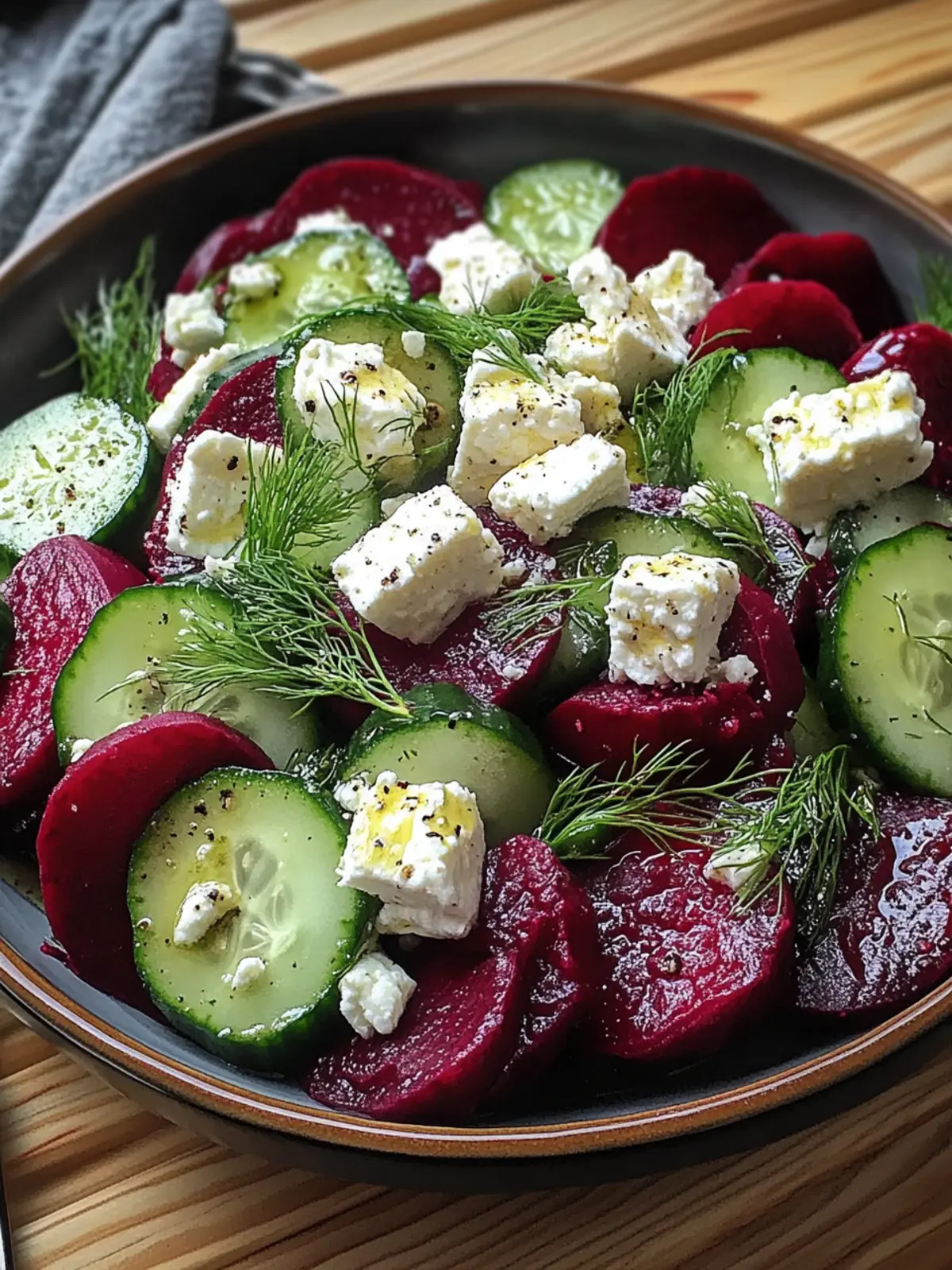 Beet Salad with Feta, Cucumbers, and Dill