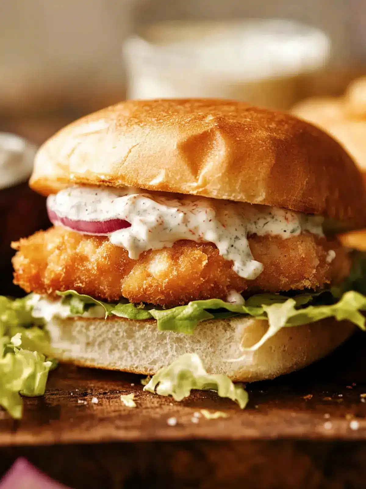 Cod Sandwich with Homemade Tartar Sauce