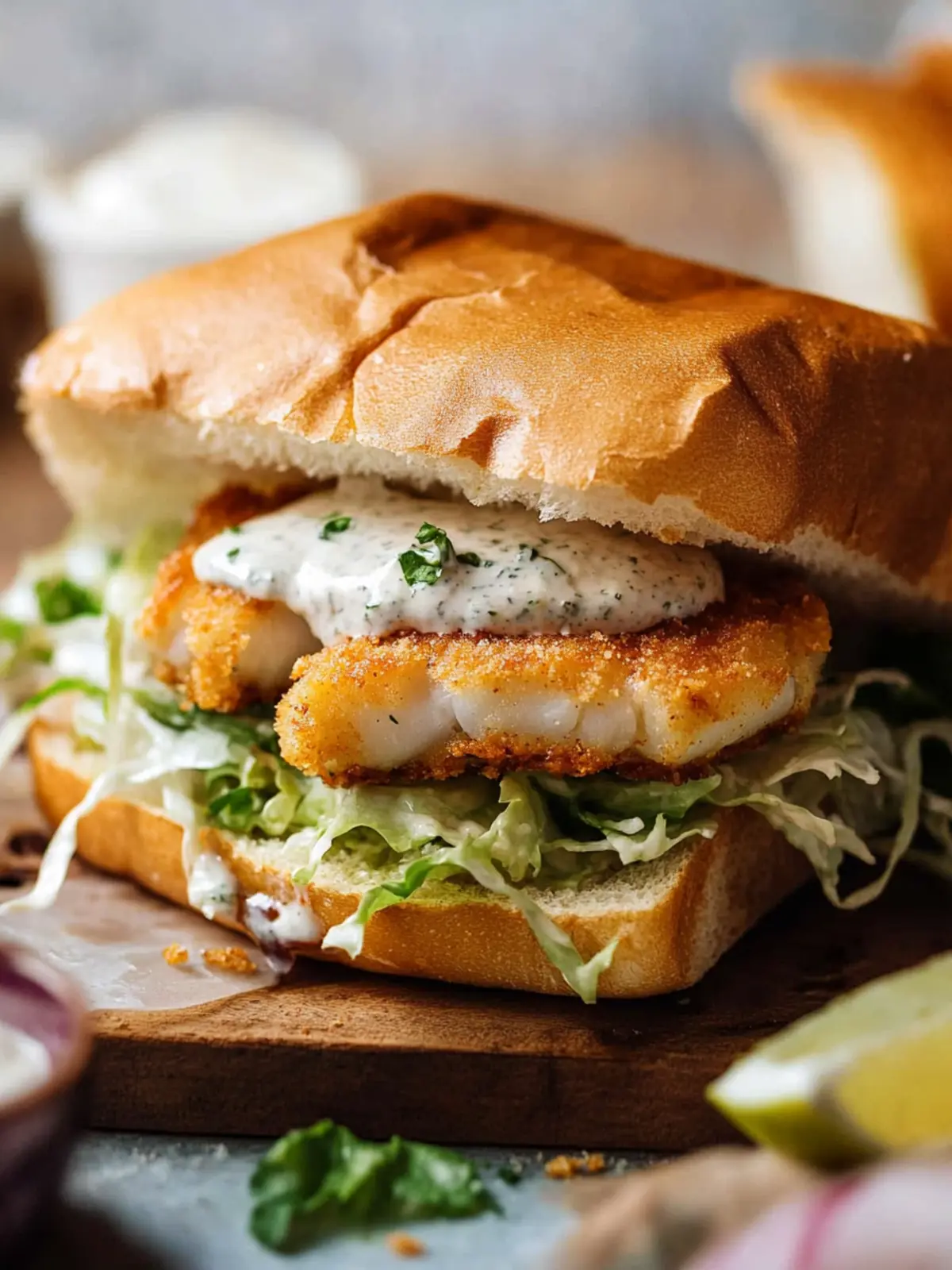 Cod Sandwich with Homemade Tartar Sauce