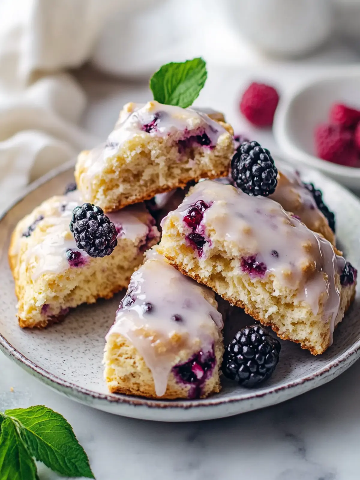 Mulberry Scones With Glaze