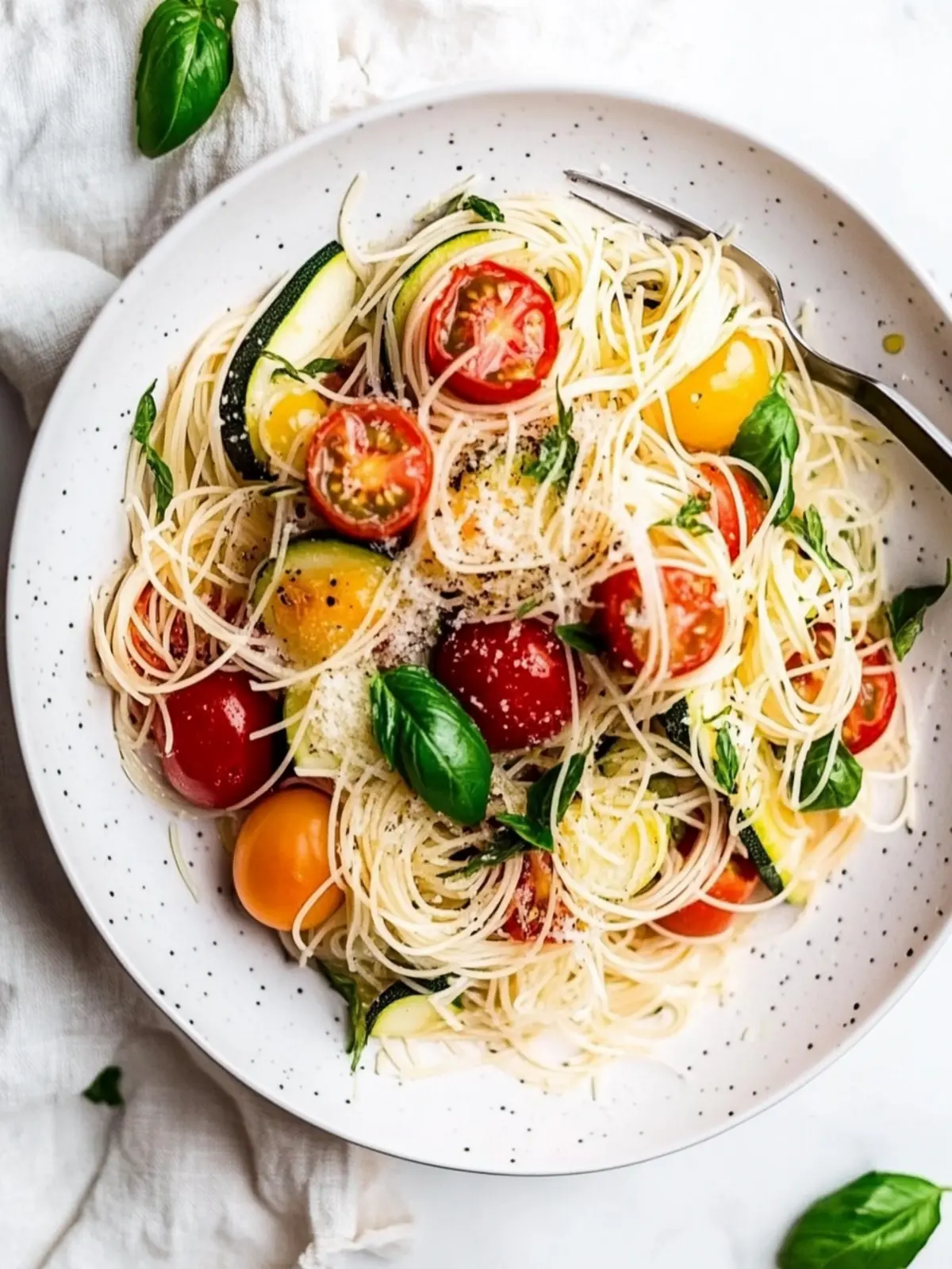 Angel Hair Pasta with Zucchini and Tomatoes