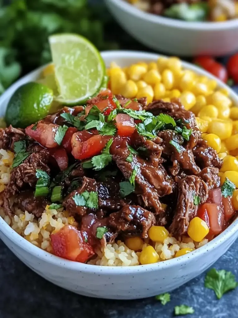 Summer Crockpot Honey Lime Beef Taco Bowls