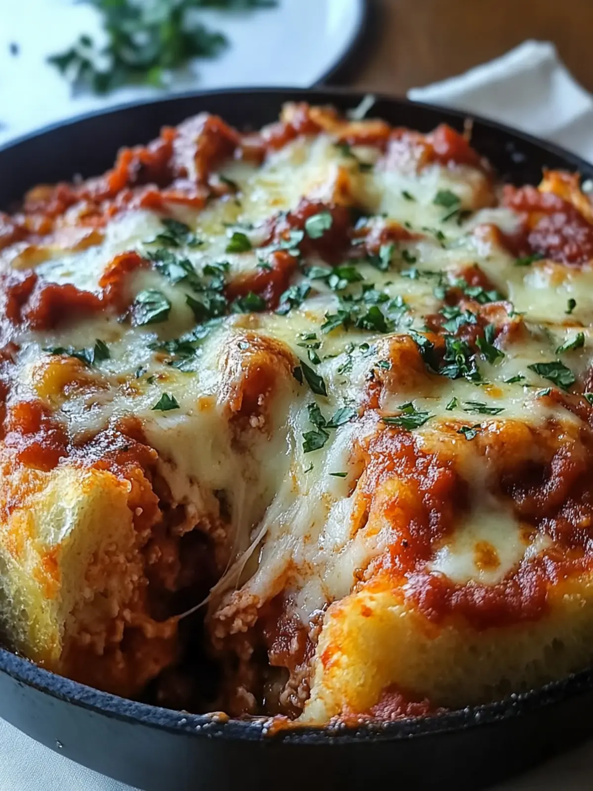 Cheesy Garlic Bread Lasagna Skillet
