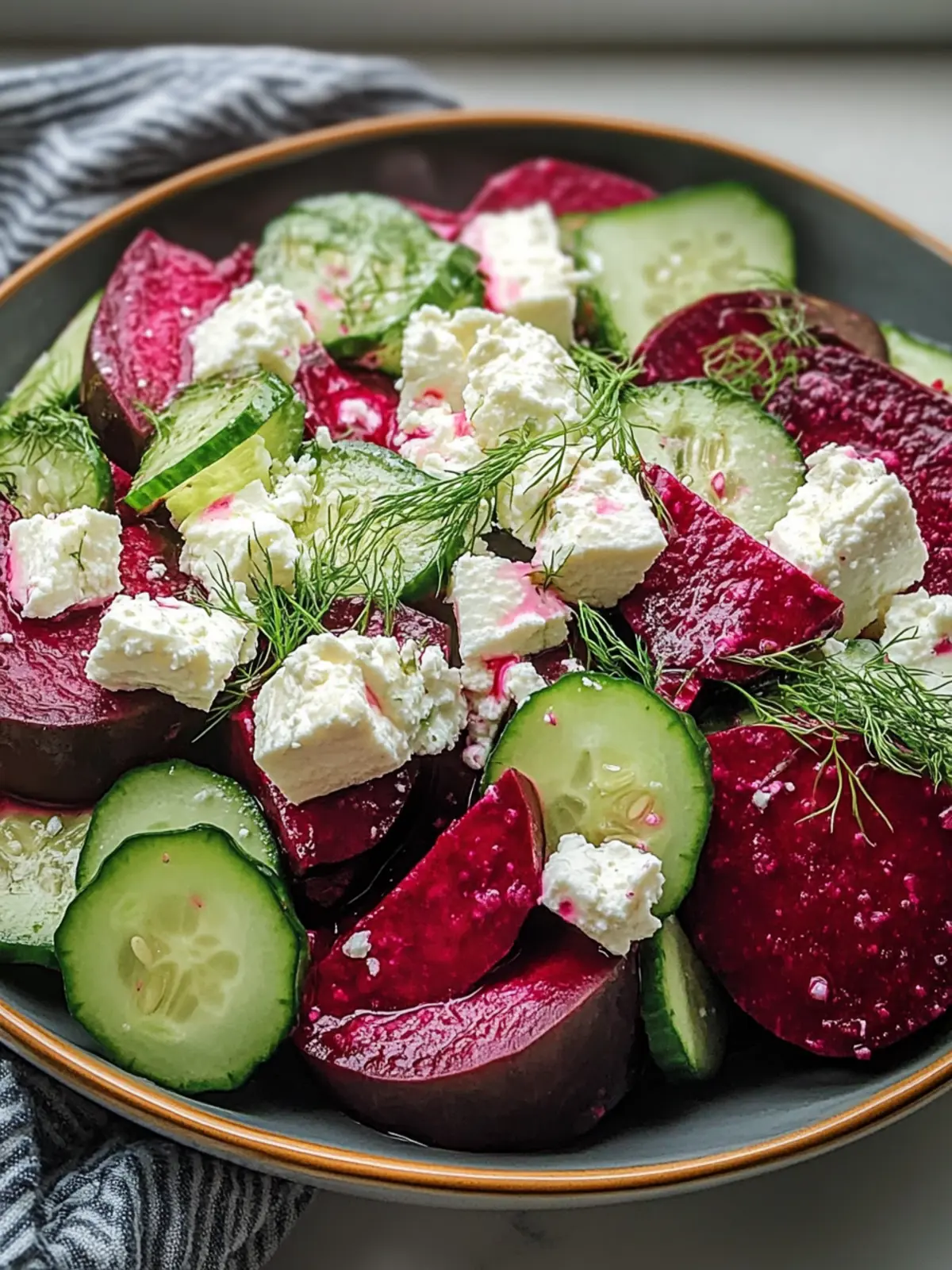 Beet Salad with Feta, Cucumbers, and Dill