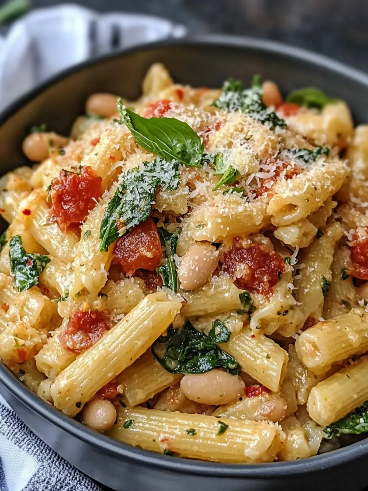 Creamy Crockpot Tuscan White Bean Pasta
