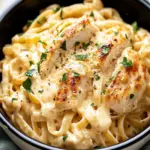 Crockpot Garlic Parmesan Chicken Pasta