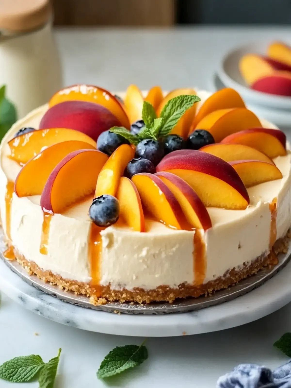 No-Bake Peach Cheesecake: A Sweet Surprise for Mother’s Day 4 No-Bake Peach Cheesecake- Mother’s Day cake recipes