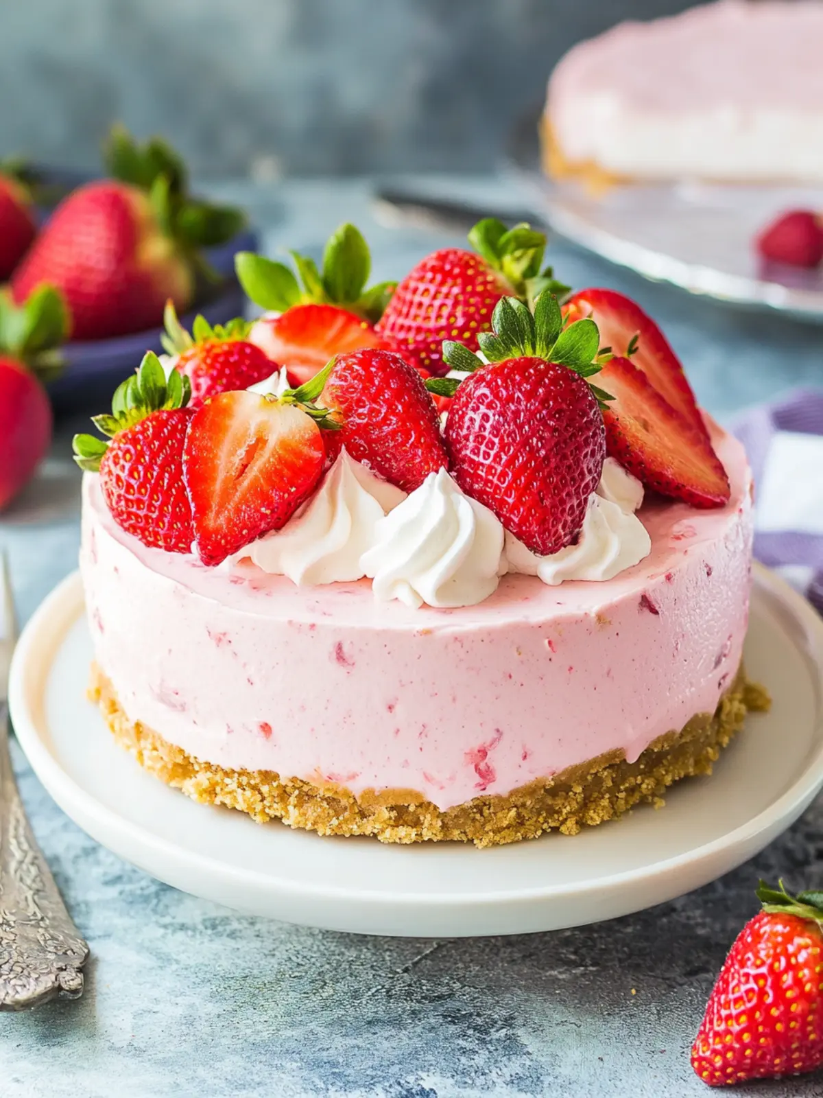 No Bake Strawberry Cheesecake