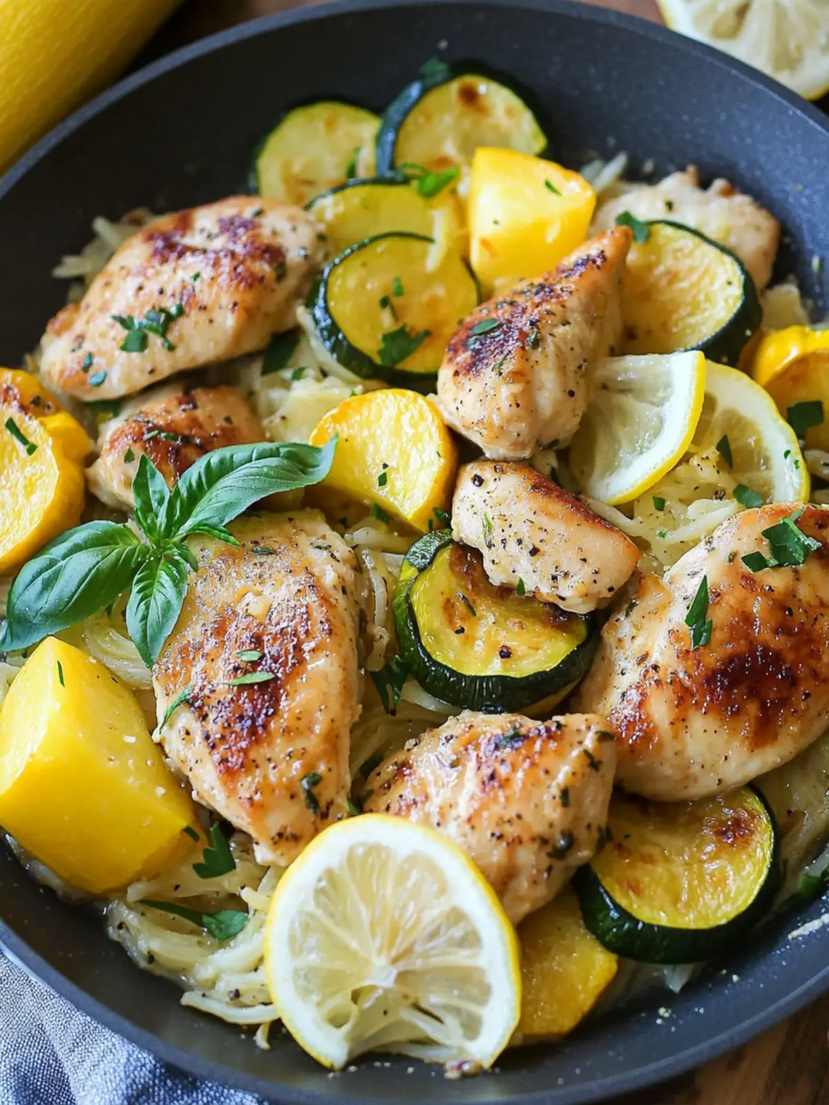 Skillet Lemon Parmesan Chicken Zucchini and Squash