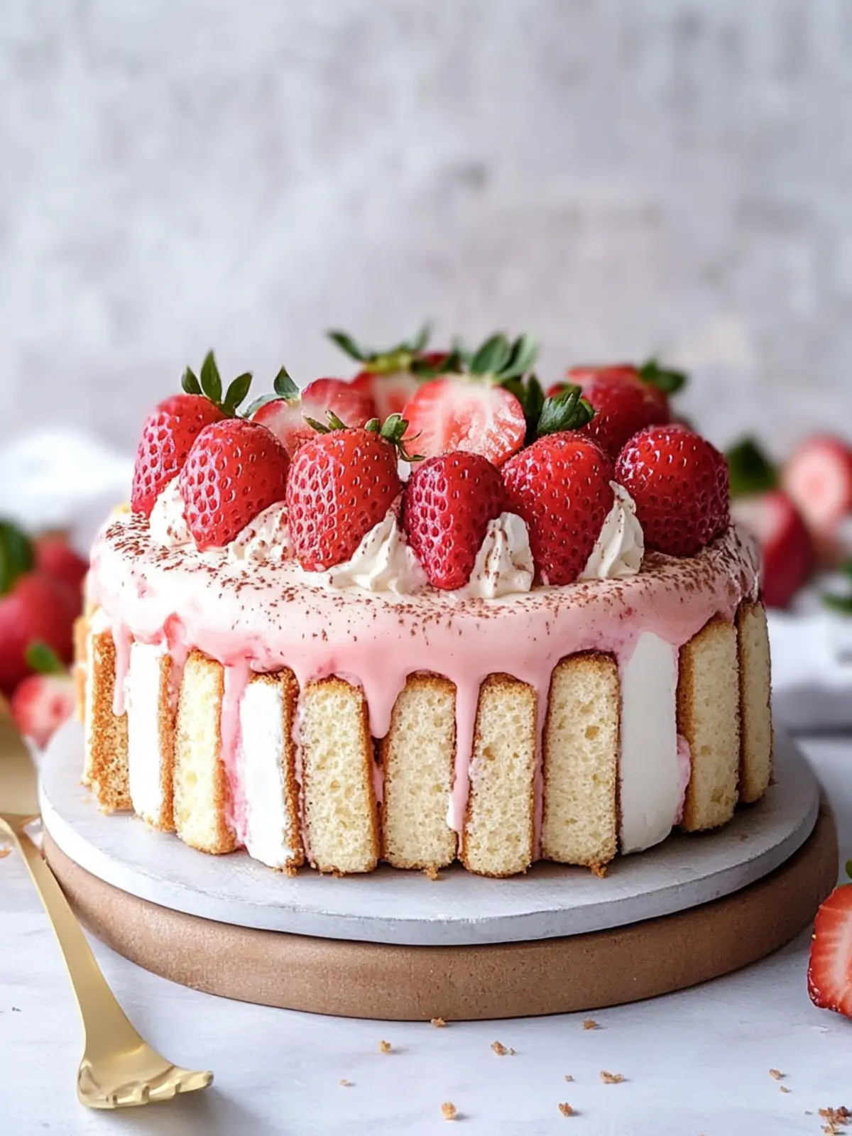 Irresistible Strawberry Tiramisu Charlotte | No-Gelatin Delight for Mom 4 Strawberry Tiramisu Charlotte | without gelatin- Dessert for mother's day