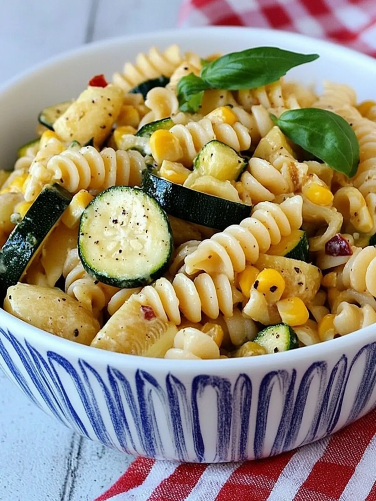 Warm Pasta Salad with Corn and Zucchini
