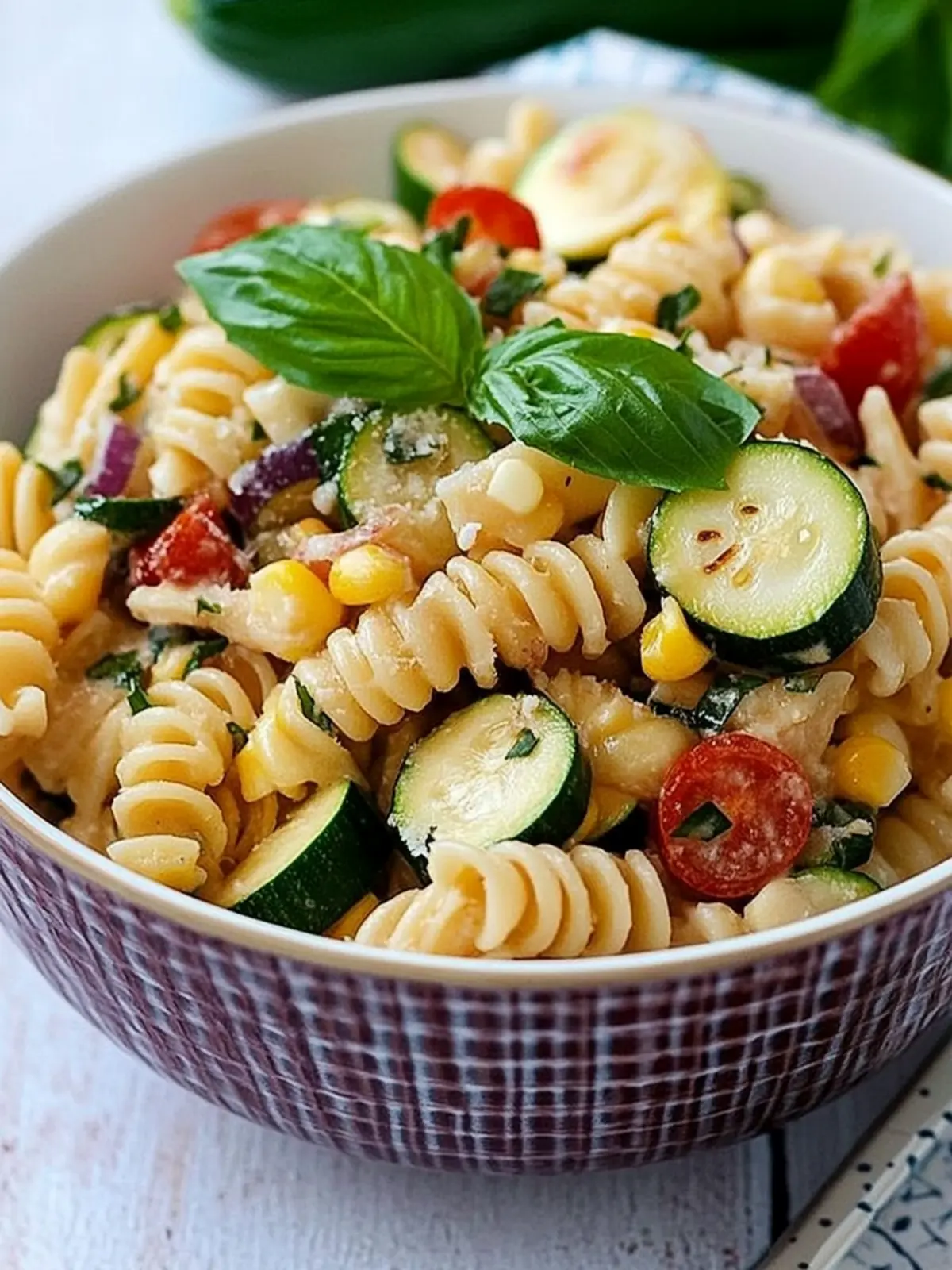 Warm Pasta Salad with Corn and Zucchini
