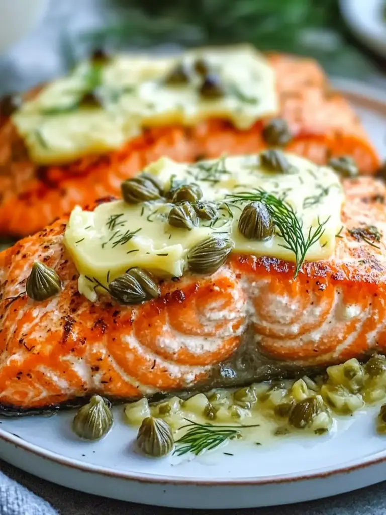 Tender Crockpot Salmon Recipe with Dill Butter and Capers