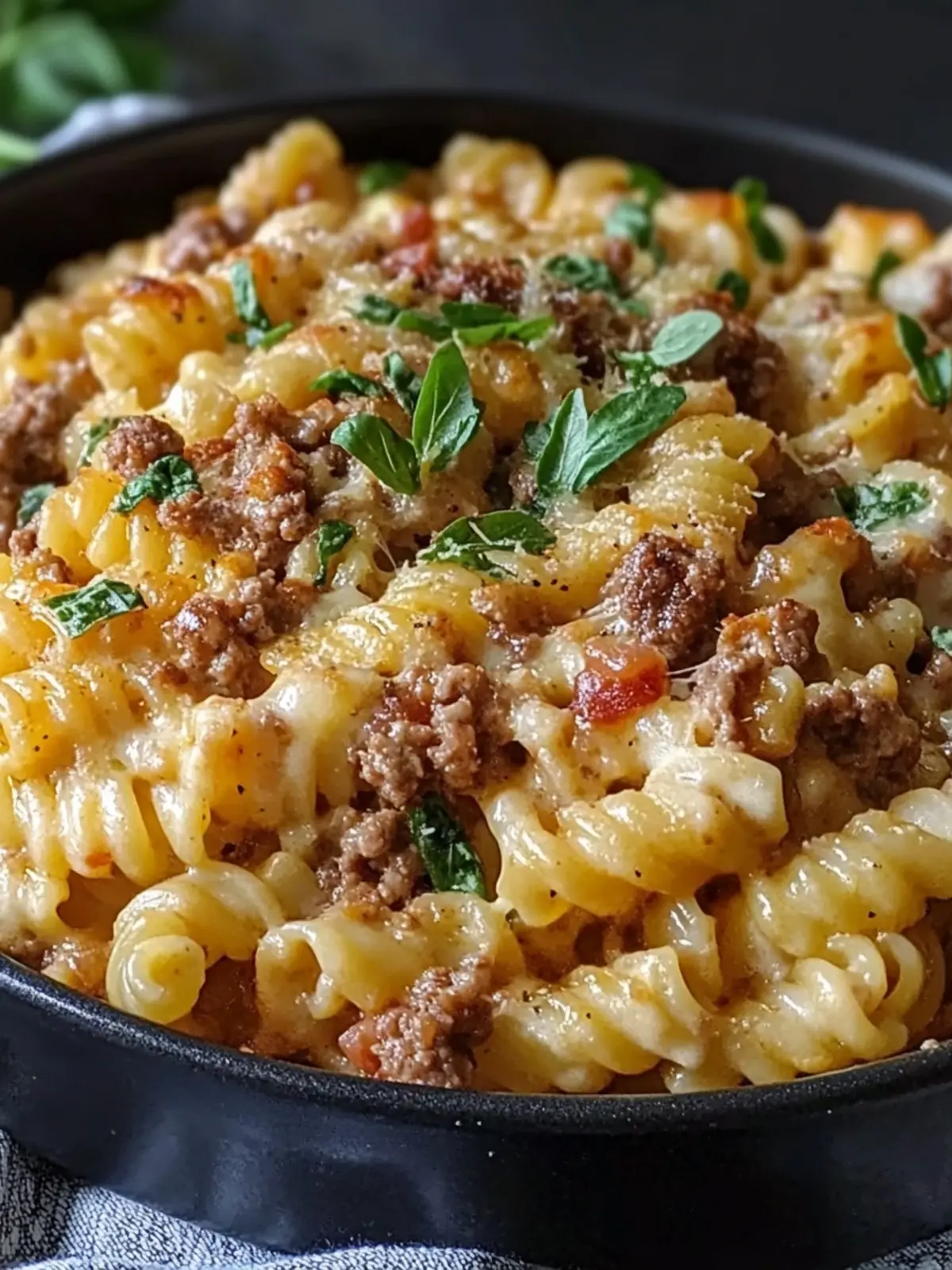 Creamy One-Pot Tuscan Ground Beef Pasta