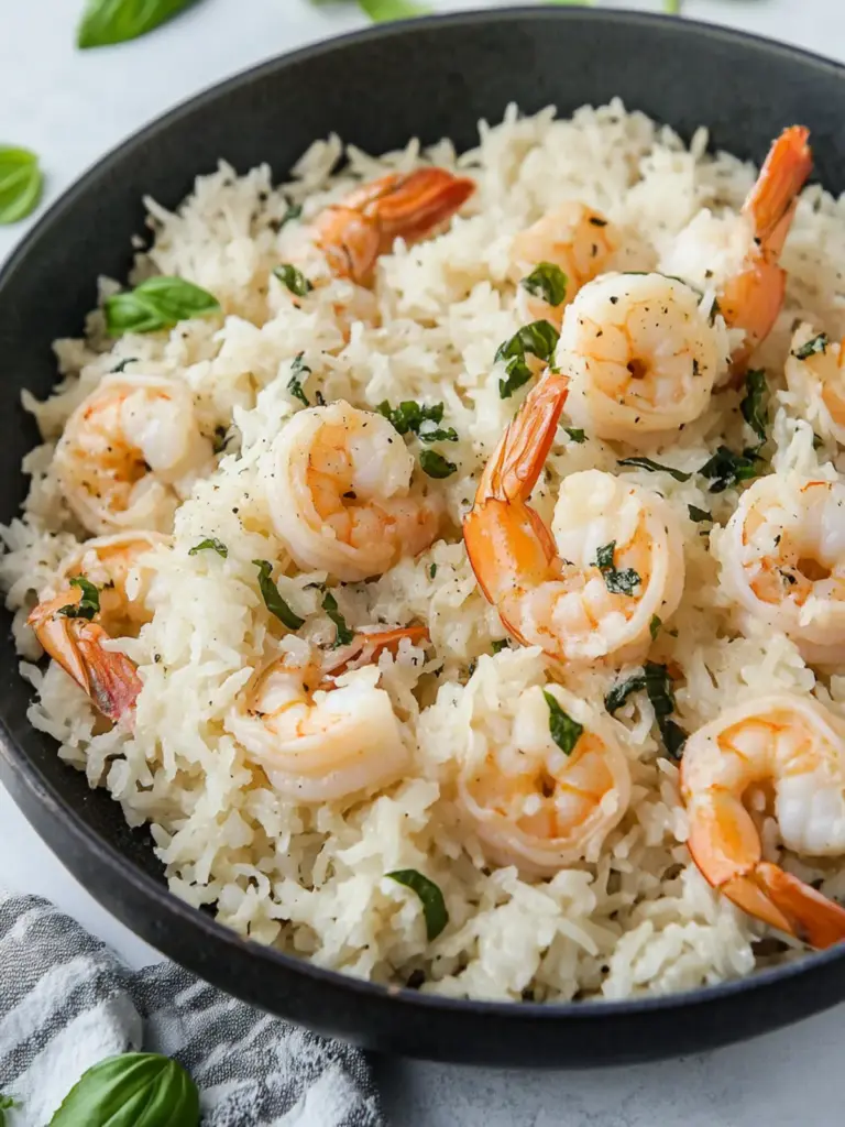 Parmesan Basil Shrimp and Rice