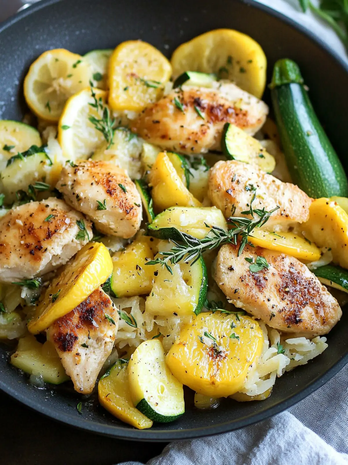 Skillet Lemon Parmesan Chicken Zucchini and Squash