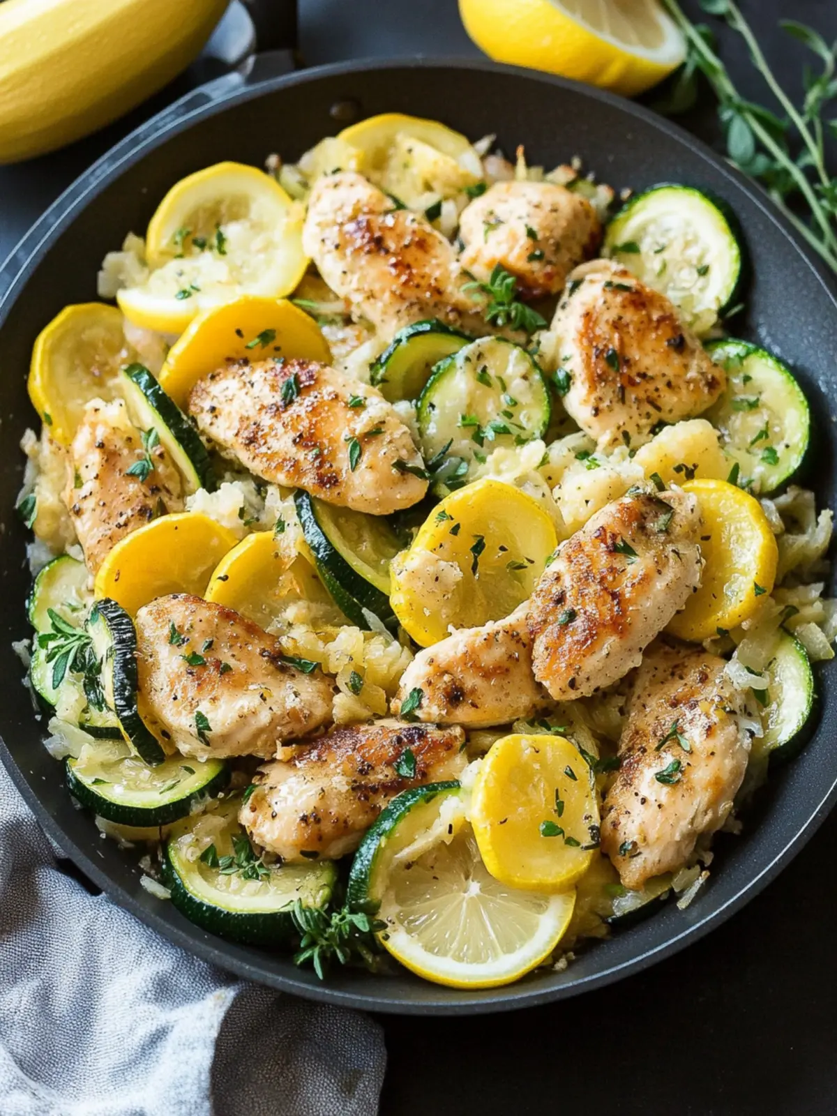 Skillet Lemon Parmesan Chicken Zucchini and Squash