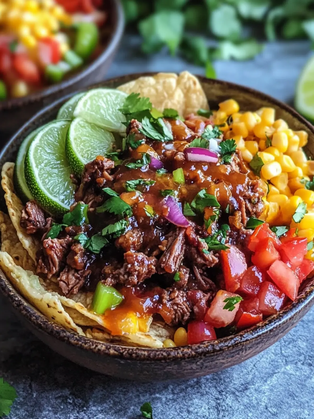 Summer Crockpot Honey Lime Beef Taco Bowls