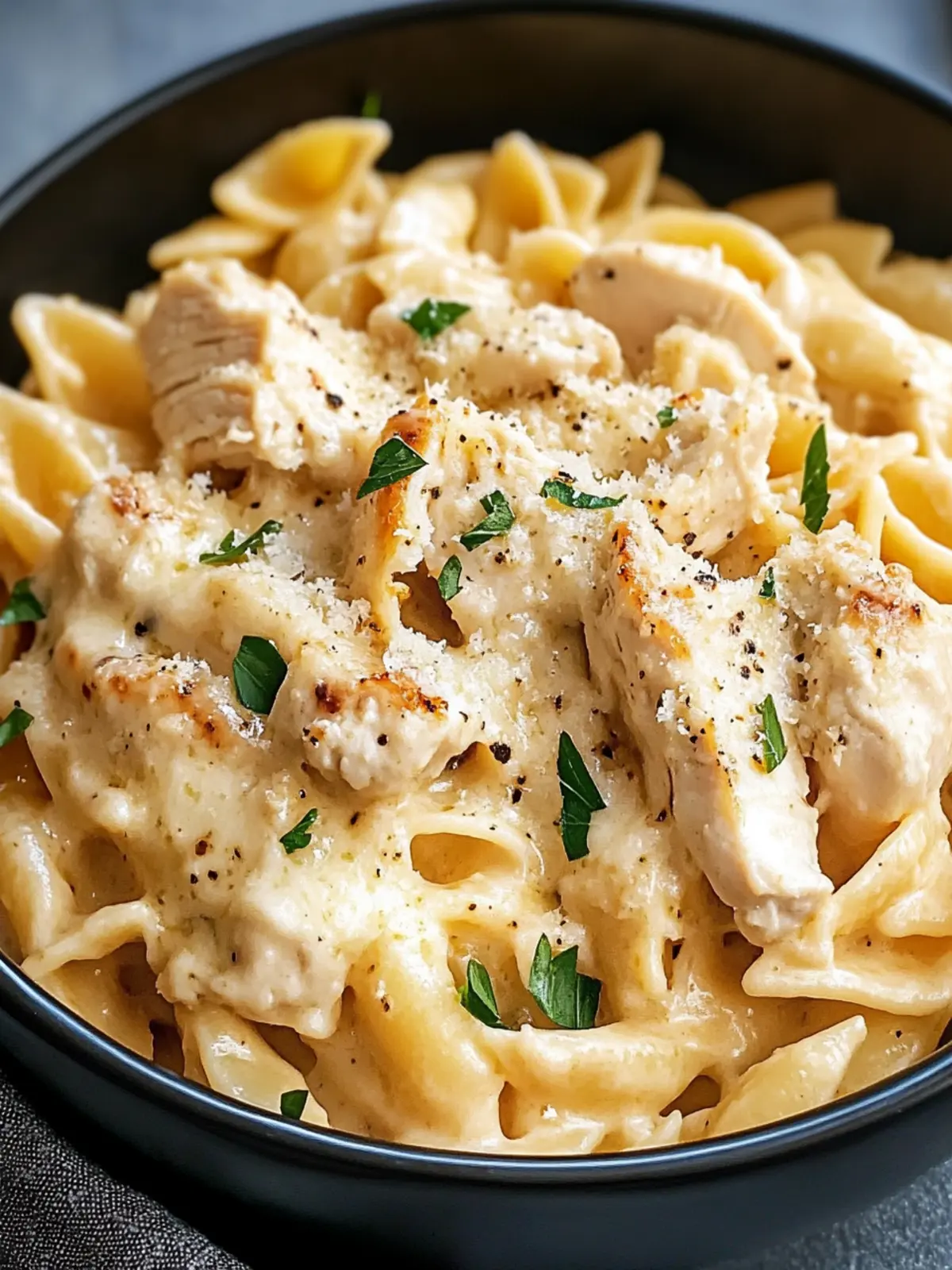 Crockpot Garlic Parmesan Chicken Pasta