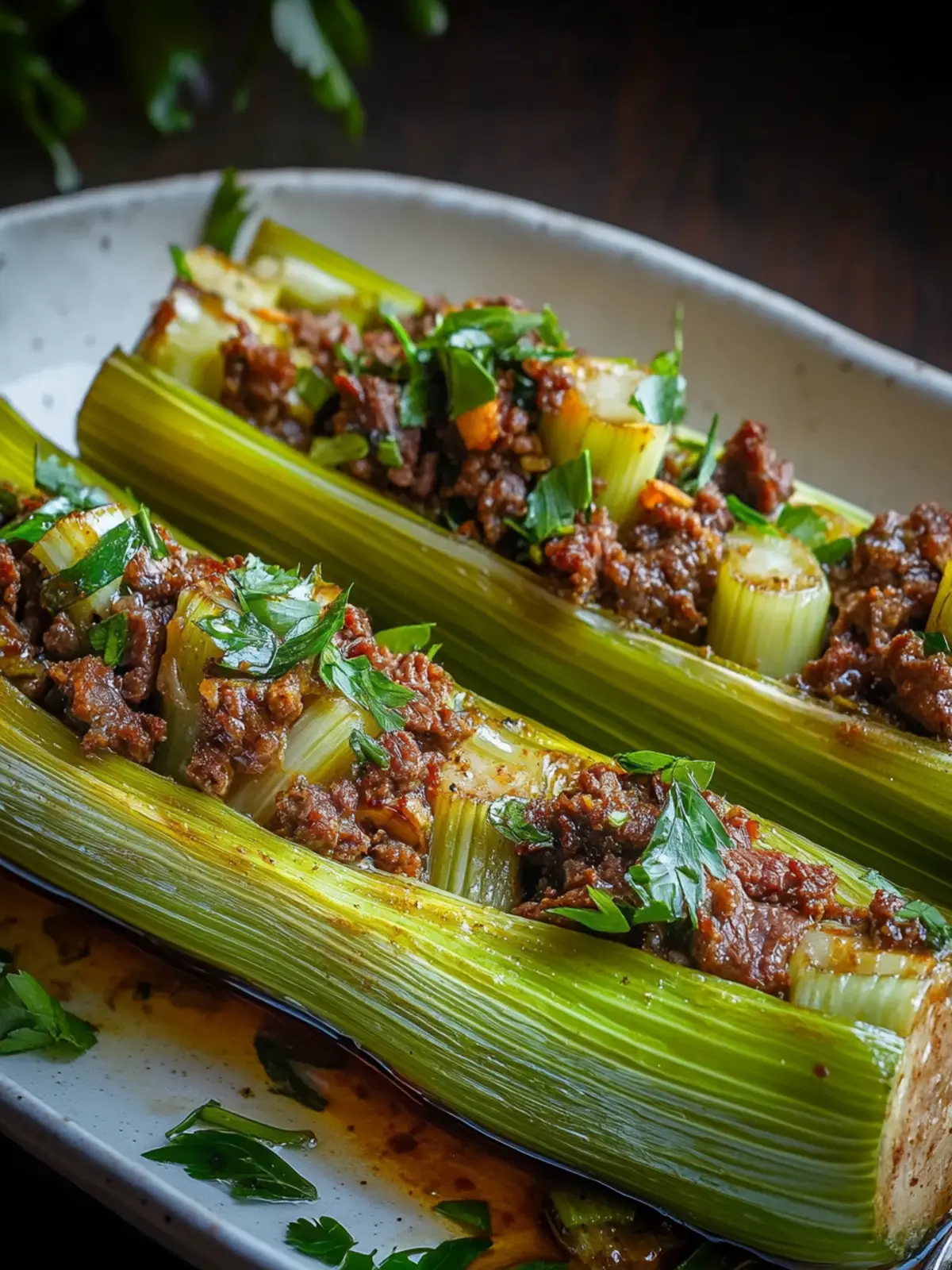 Elegant Stuffed Leeks with Beef