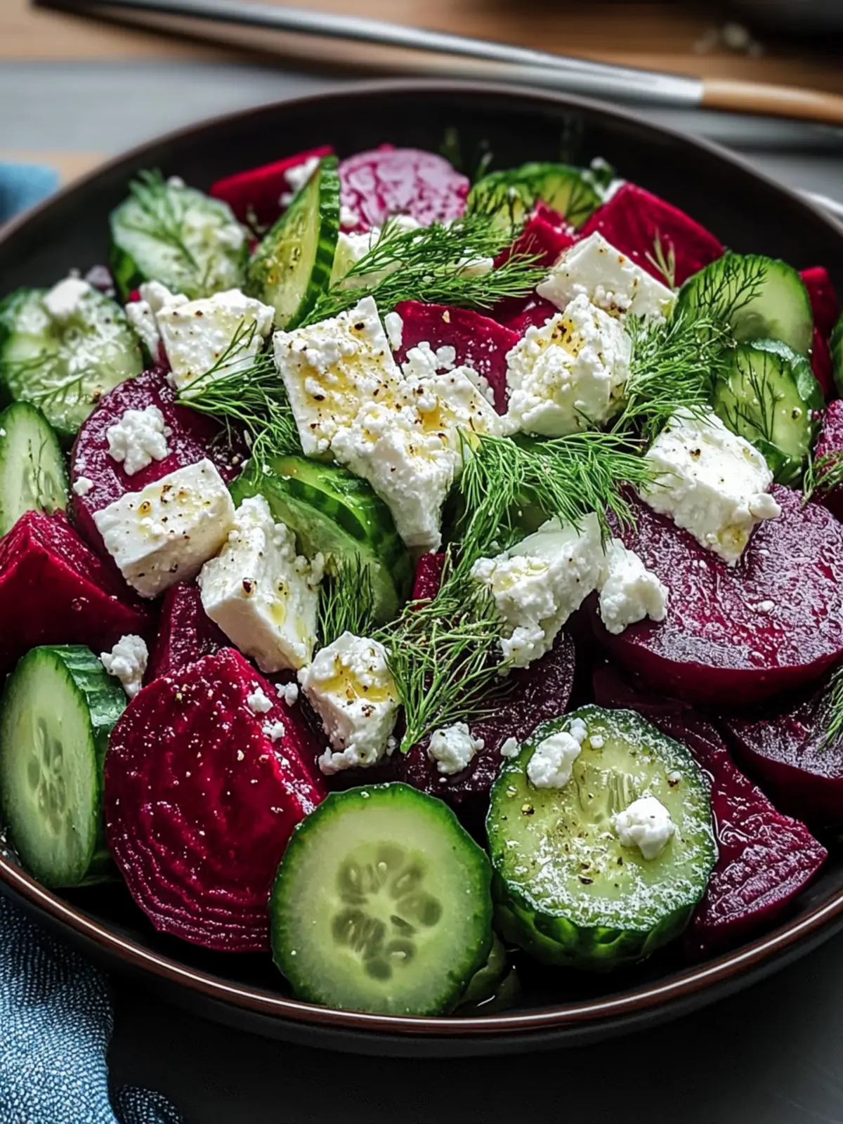 Beet Salad with Feta, Cucumbers, and Dill