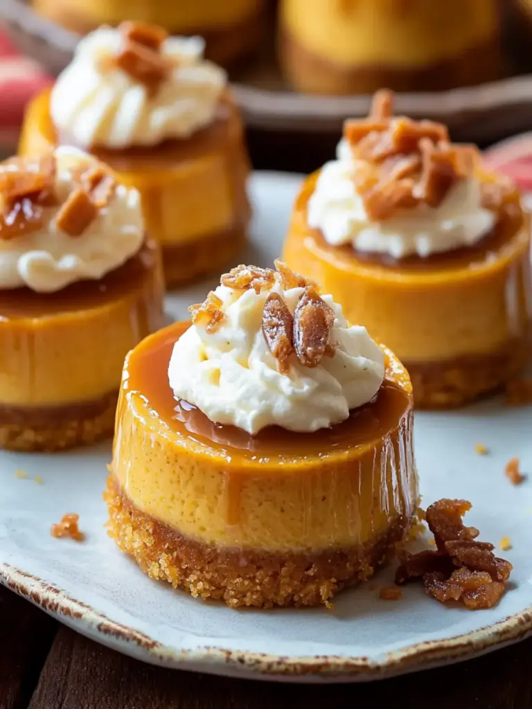Mini Pumpkin Cheesecakes with Salted Caramel Sauce