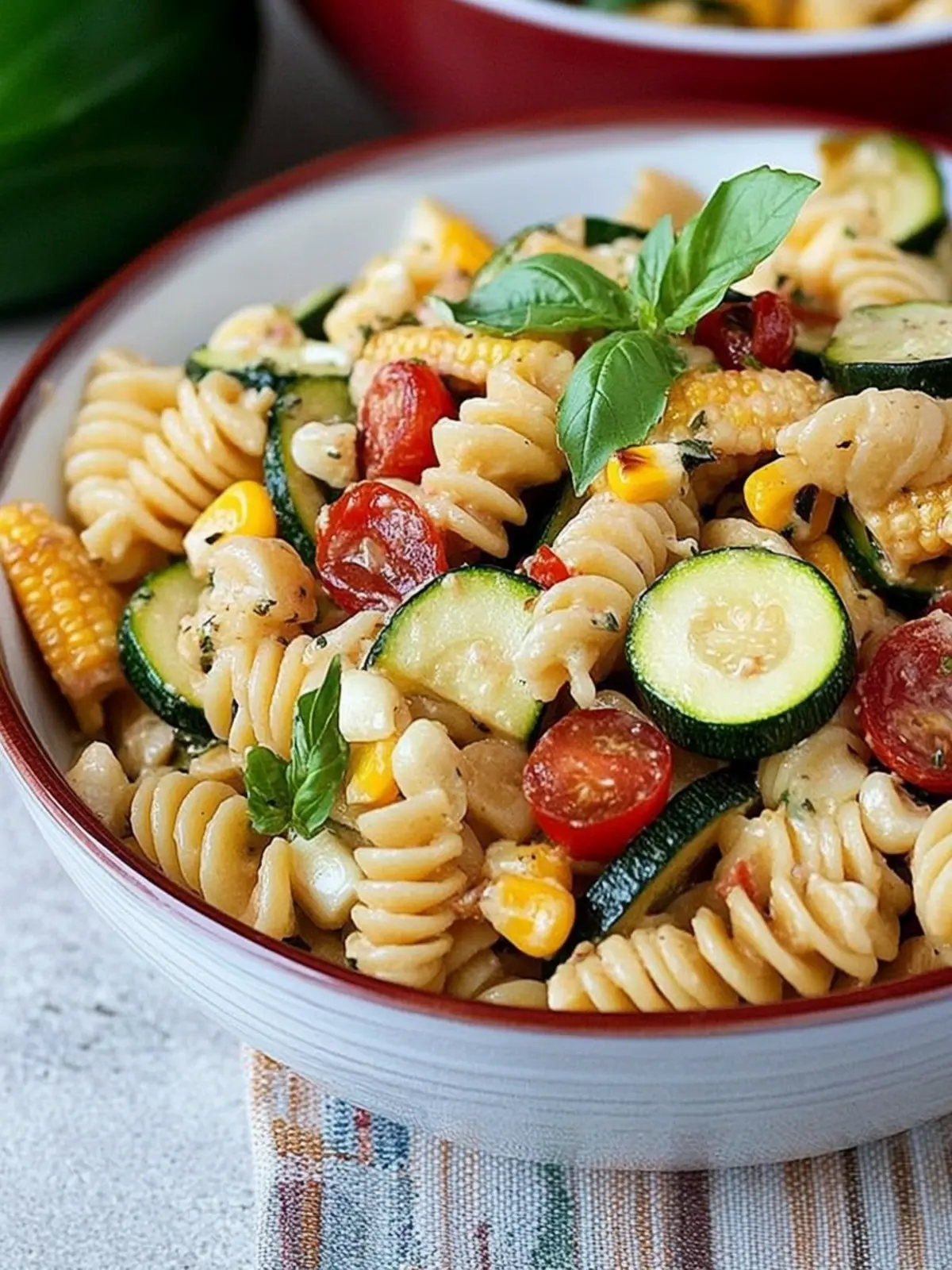 Warm Pasta Salad with Corn and Zucchini