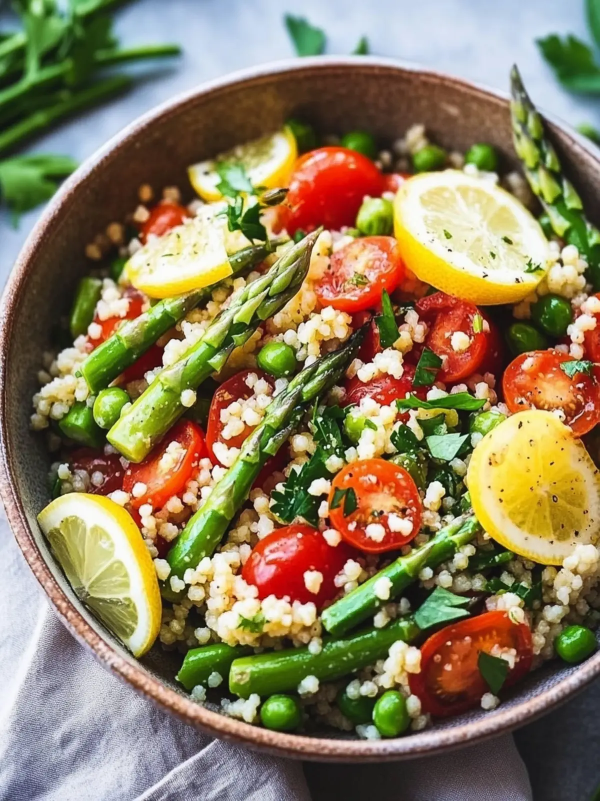 Lemon Asparagus Couscous Salad with Tomatoes for Fresh Spring Flavor 4 Lemon Asparagus Couscous Salad with Tomatoes