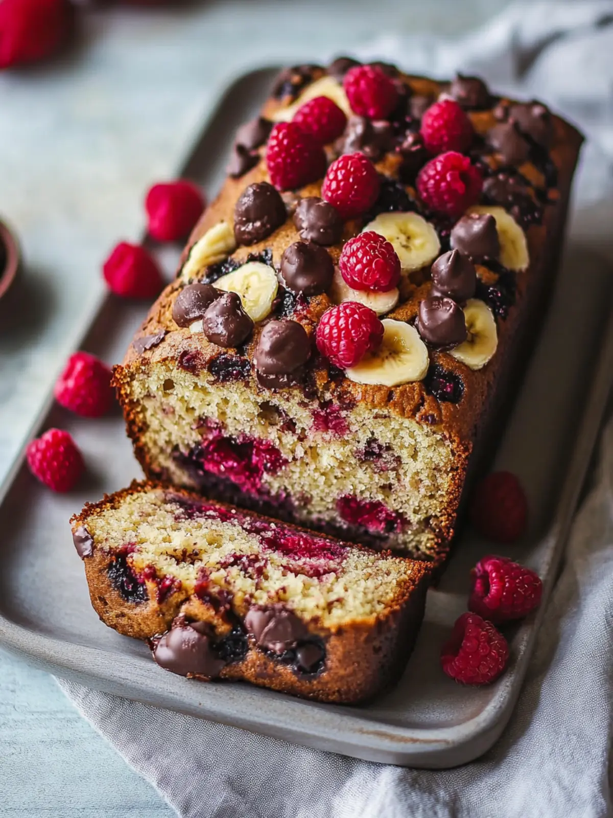 Raspberry Dark Chocolate Banana Bread Recipe