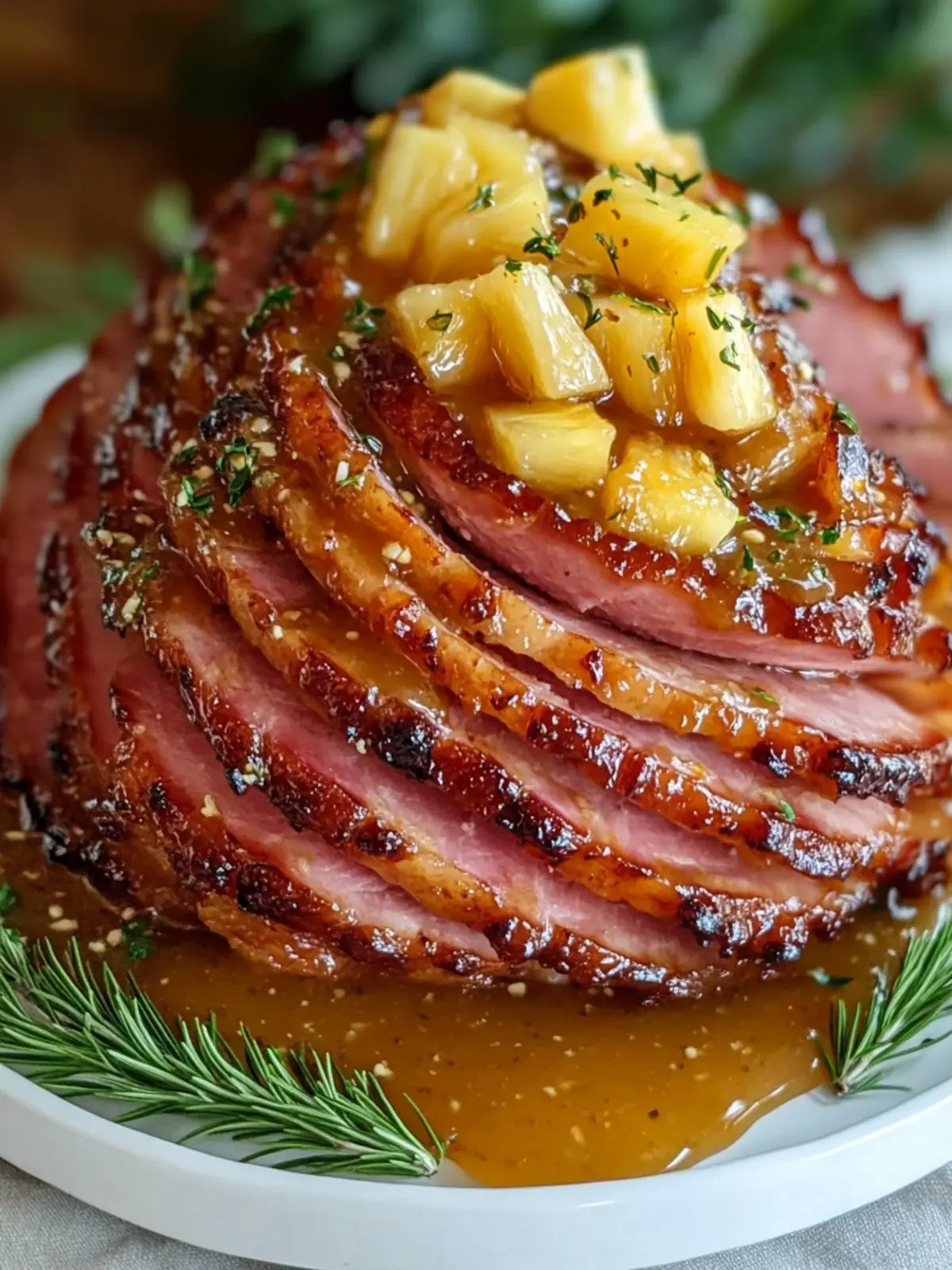 Honey Glazed Spiral Ham with Pineapple Mustard Sauce - Mother's day Dinner Idea