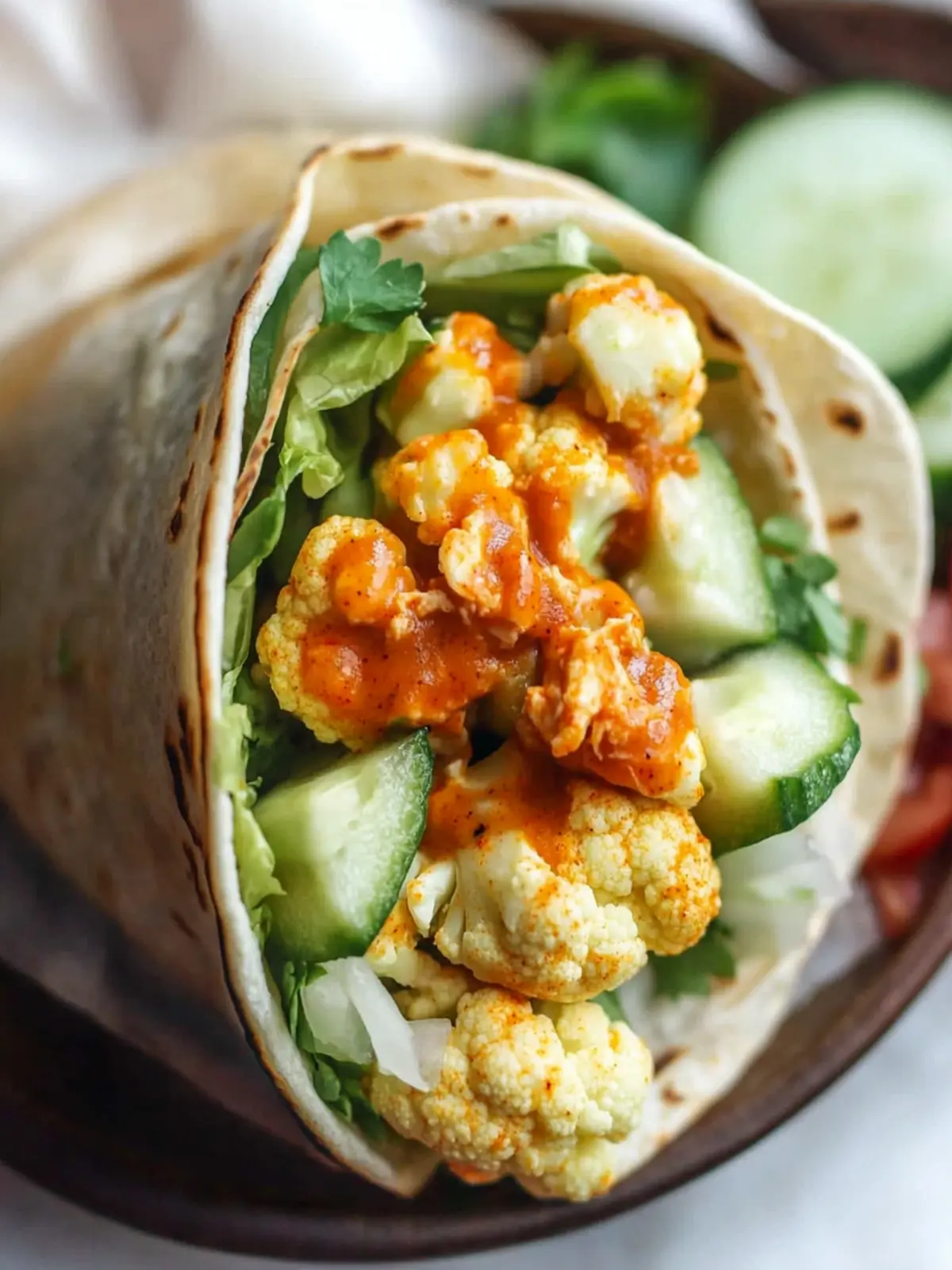 Flavor-Packed Buffalo Cauliflower Wraps with Creamy Avocado Crema 5 Buffalo Cauliflower Wrap