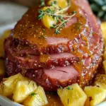 Honey Glazed Spiral Ham with Pineapple Mustard Sauce - Mother's day Dinner Idea