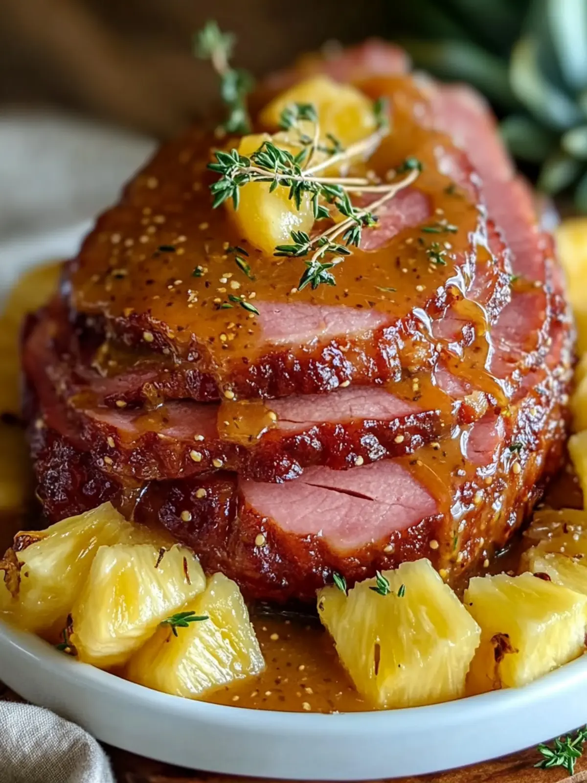 Honey Glazed Spiral Ham with Pineapple Mustard Sauce - Mother's day Dinner Idea