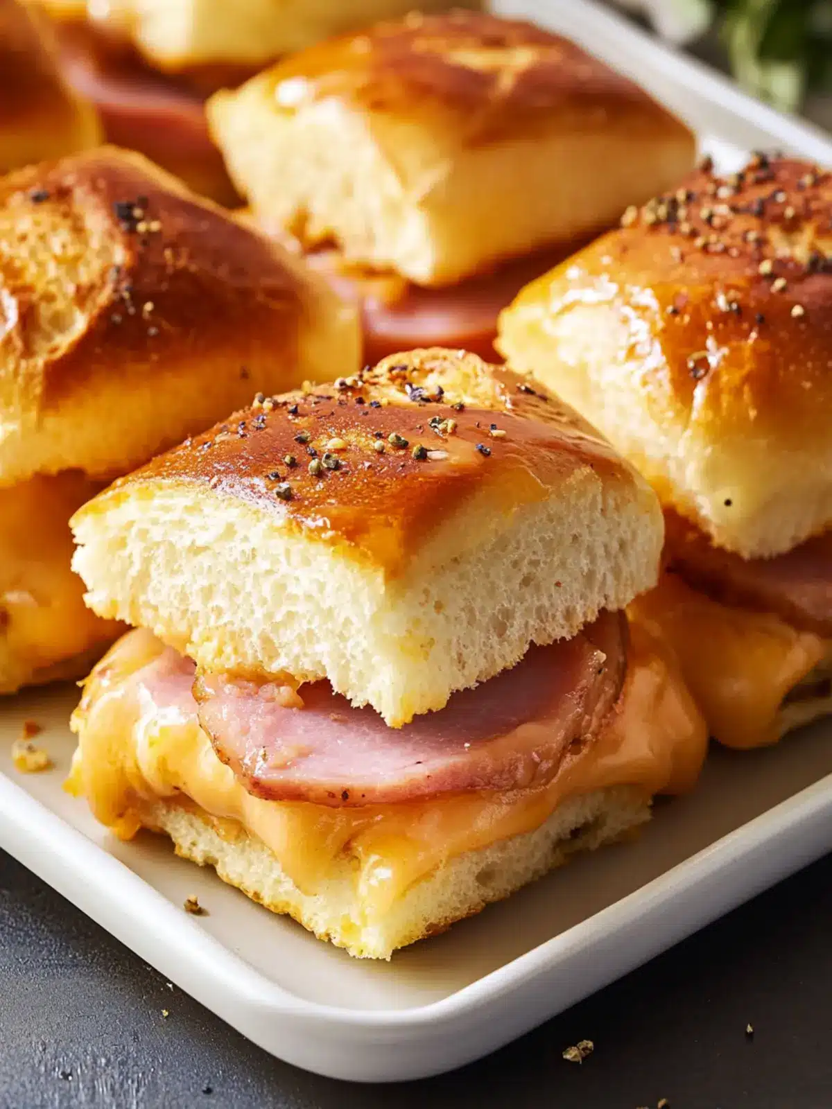 Irresistible Ham and Cheese Sliders with Buttery Honey Glaze 2 Ham and Cheese Sliders (with Buttery Honey Glaze)