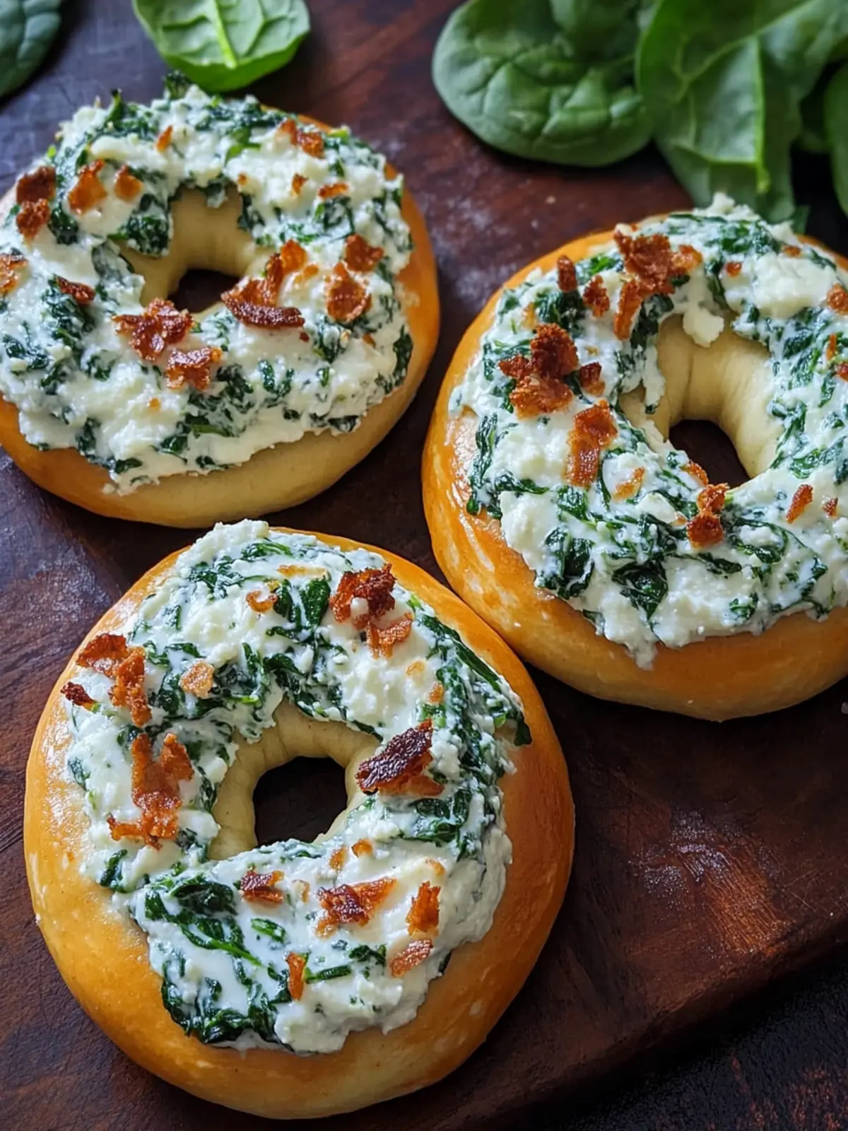 Spinach Cottage Cheese Flat Bagels
