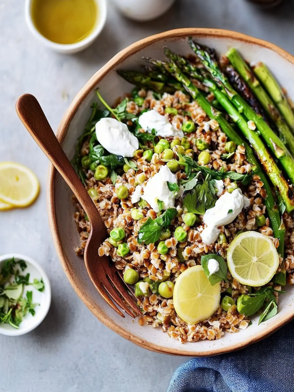 Farro Salad with Grilled Asparagus