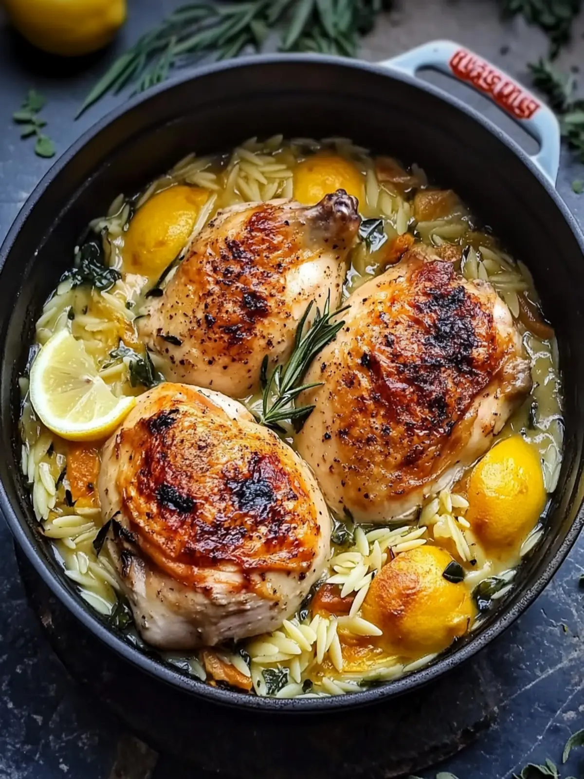 Chicken In A Pot with Lemon and Orzo
