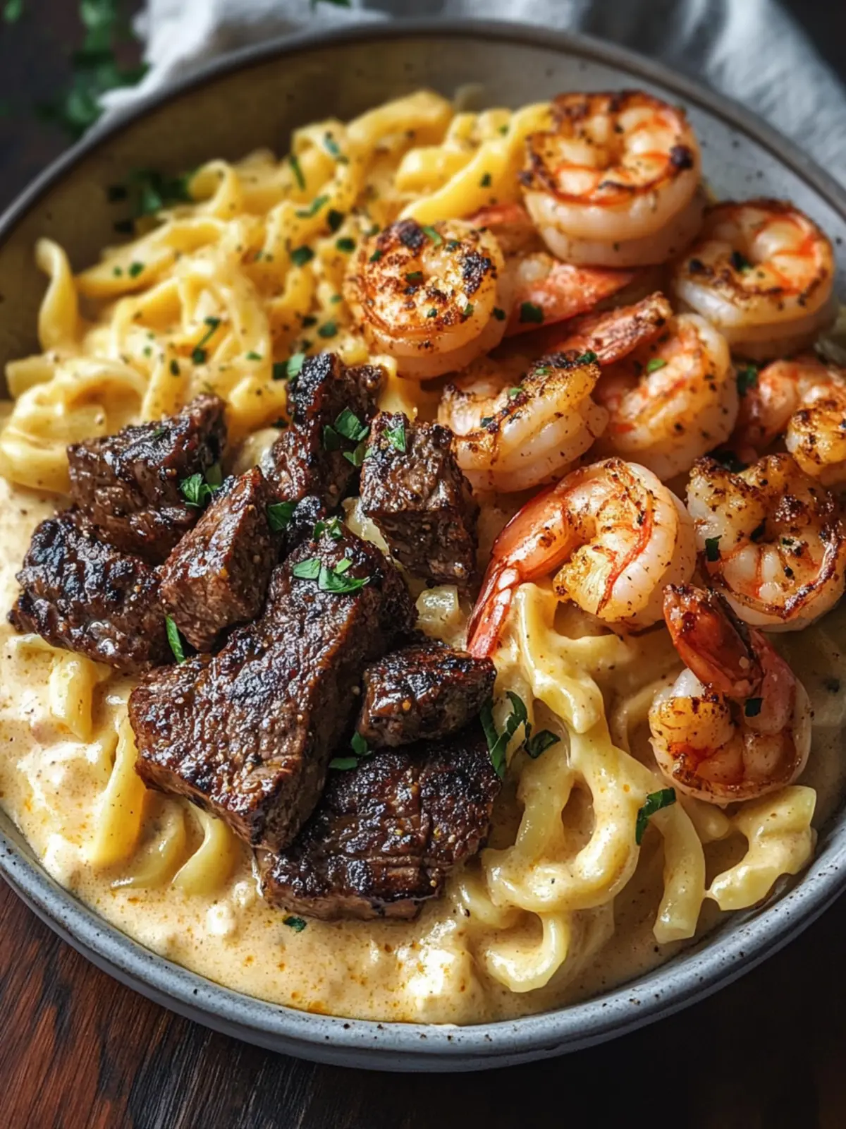 Blackened Steak and Shrimp Alfredo: Gourmet Comfort in 30 Minutes 3 Blackened Steak and Shrimp Alfredo