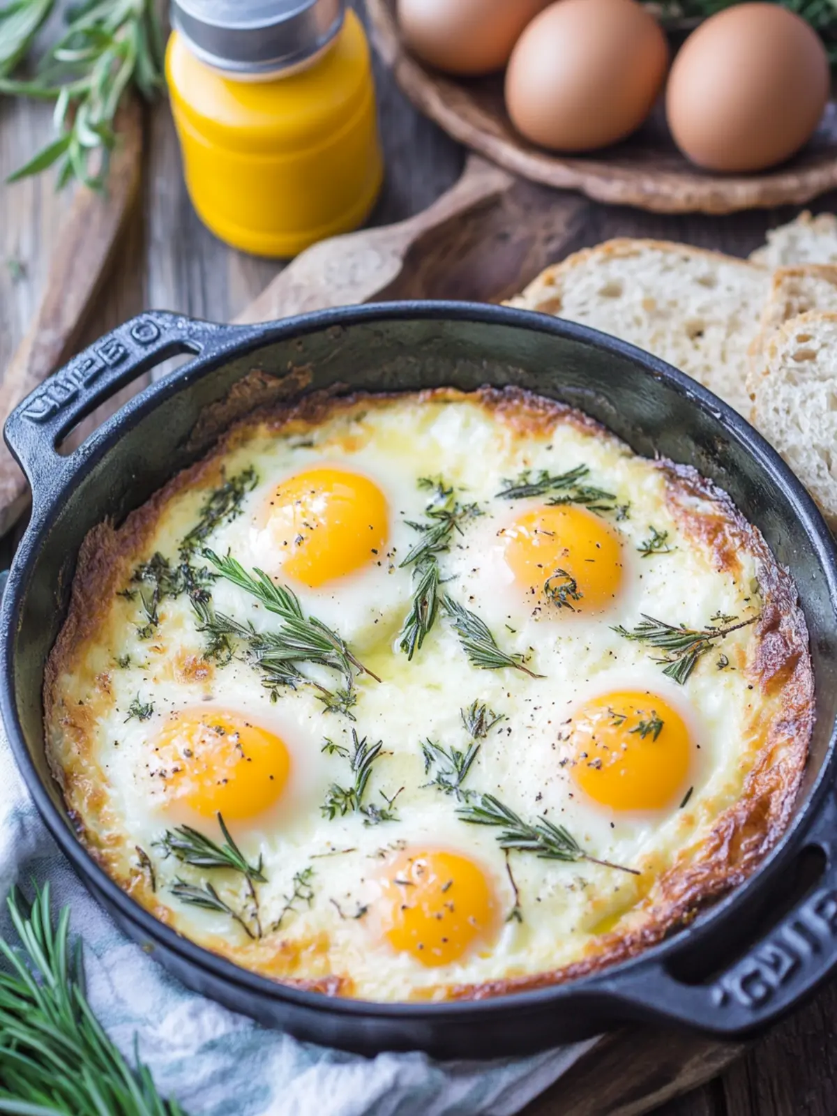 Cozy Baked Eggs with Rosemary and Thyme for a Savory Start 5 Baked Eggs with Rosemary and Thyme